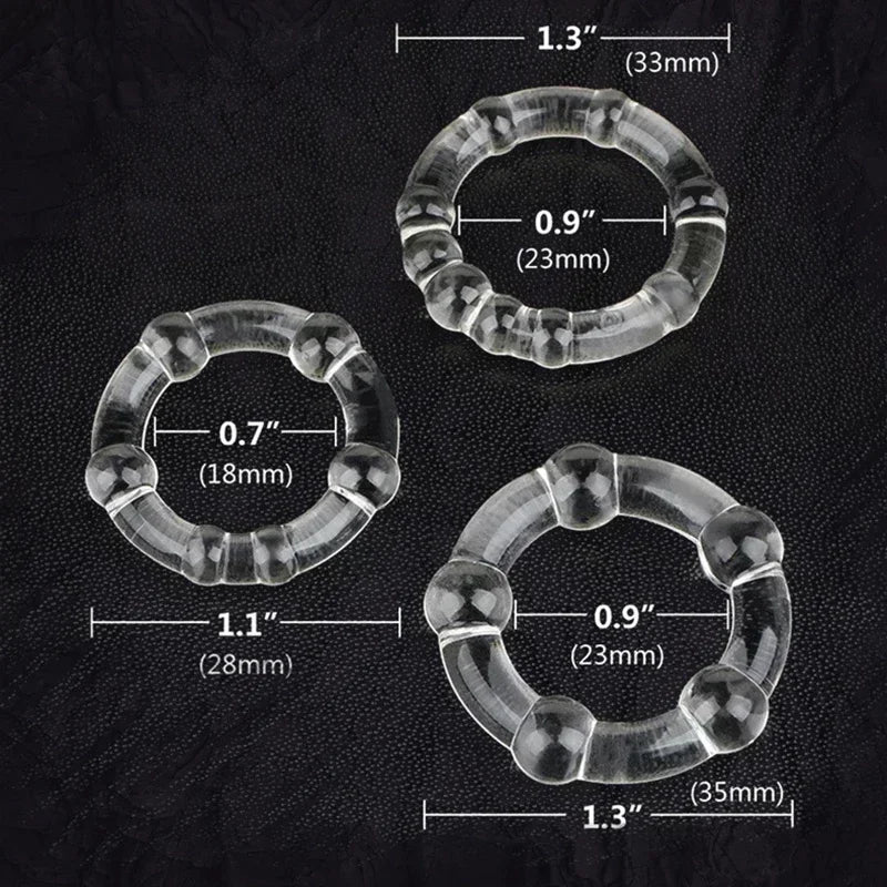 3PCS Penis Rings Crystal Delay Cockring Silicone Bdsm Bondage Erotic Accessories Prostate Adult Sex Toys For Men Male Chastity
