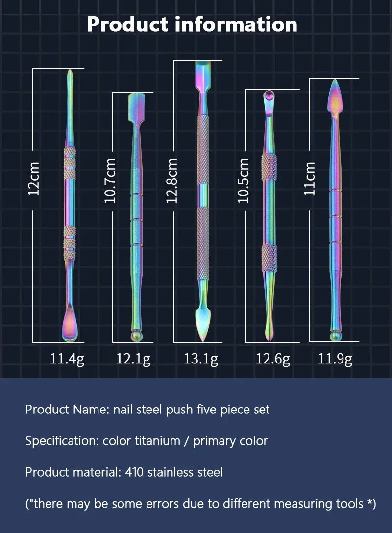 JOK JUK 5Pcs Stainless Steel Oil Wax Spoon Wax Carving Tool Container Set Color Nail Picker Manicure Pusher Accessories Gadget