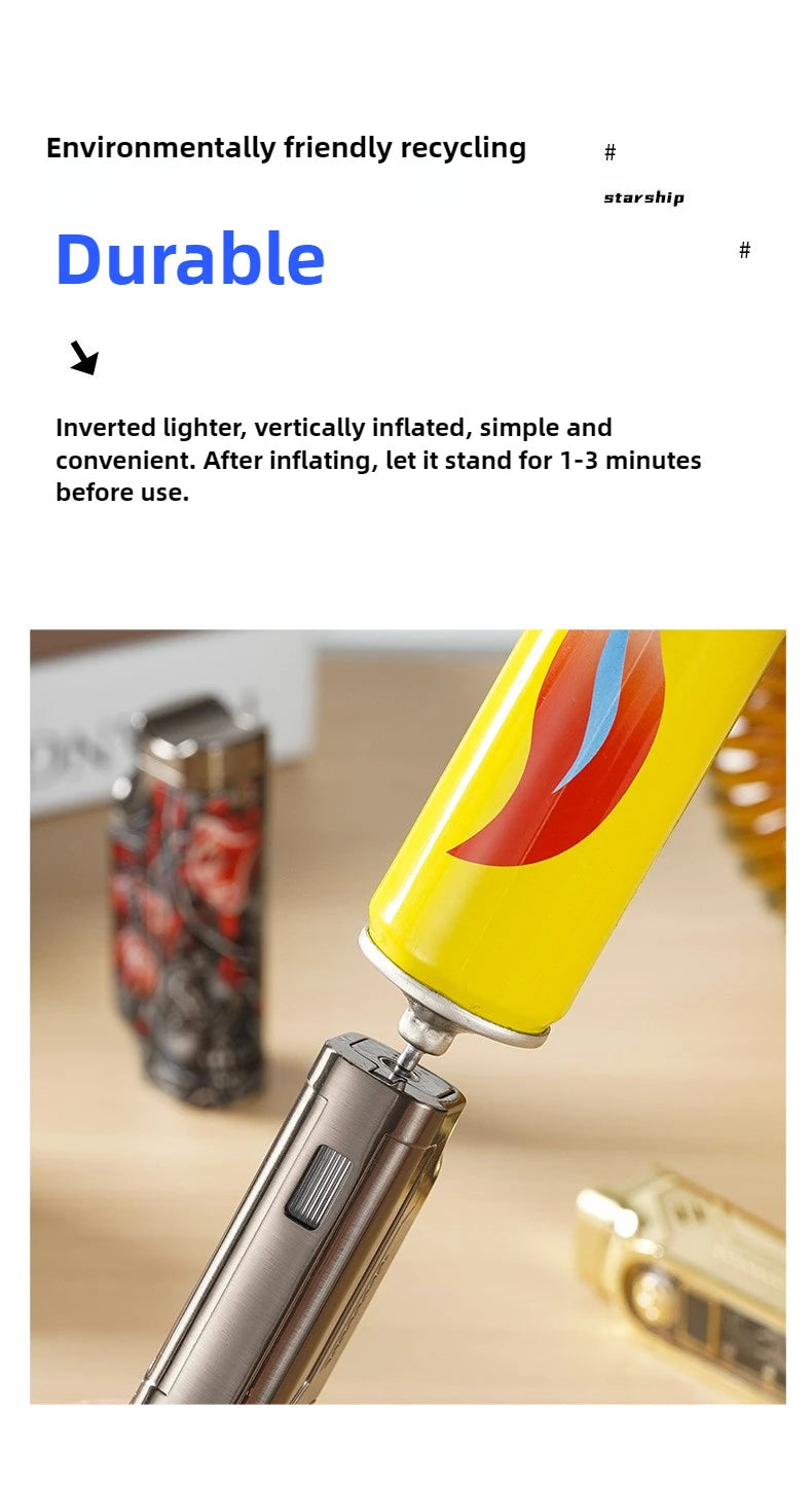 Smart 3 Flame Gas Cigar Lighter, Digital Display, with Cigar Drill, LED Light, Portable Multi-functional Ignition Lighter