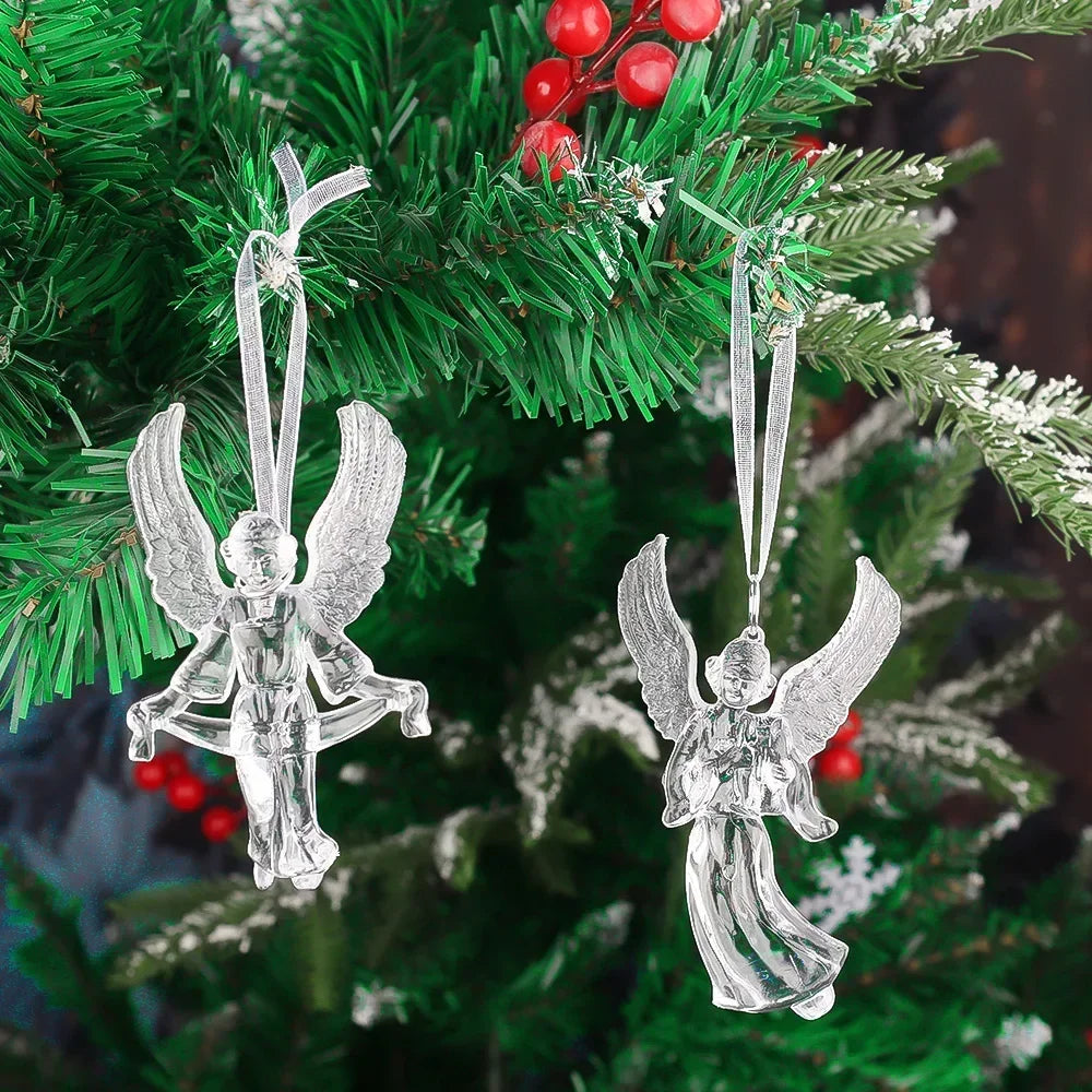 24/2PCS Crystal Clear Christmas Ornaments Acrylic Snowflake Icicles Pendants Winter Party Holiday Xmas Tree Hanging Decorations