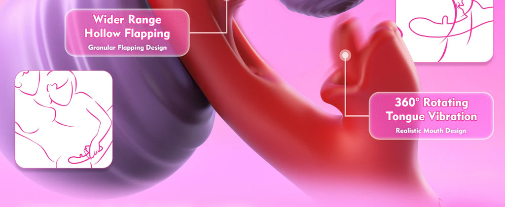 2 in 1 Tongue Thrusting Dildo Vibrator for Women 360 Rotating Clitoris Licking Flapping Stimulator G Spot Sex Toys for Adult 18+