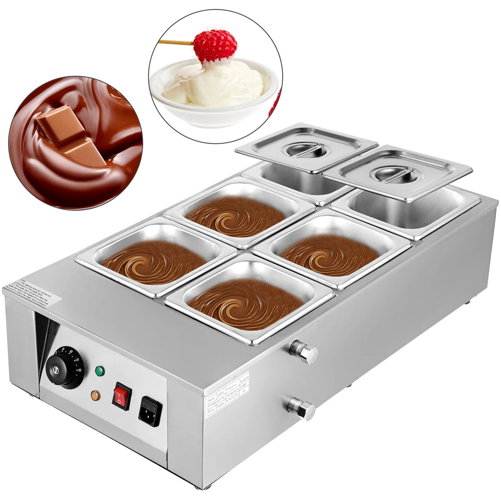 Stainless Steel Chocolate Melter 1-6 Cylinder Chocolate Melting Machine Electric Pot Heater Food Warmer Snack Food processor