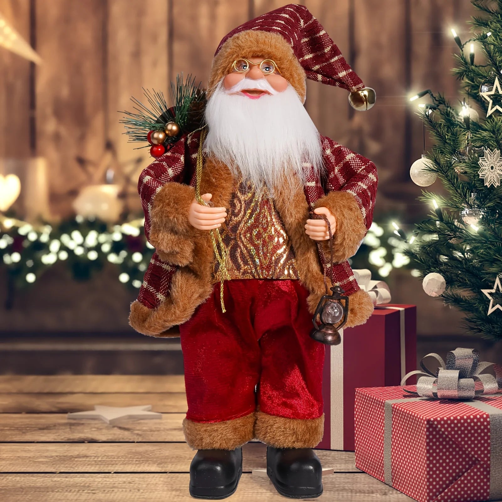 11.8-inch tall classic Santa Claus statue decorative item, Christmas table decoration, home decoration handicraft, room decorati