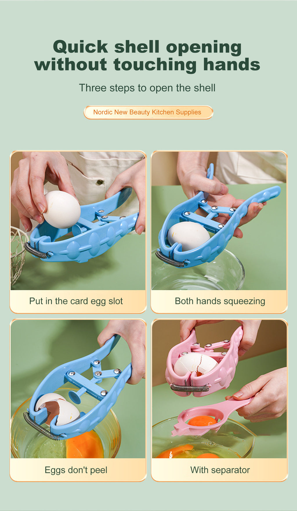 Egg Opener Manual Stainless Steel Multifunction with To Bake Egg Yolk White Cracker Kitchen Home Gadgets Tool Novel Accessories