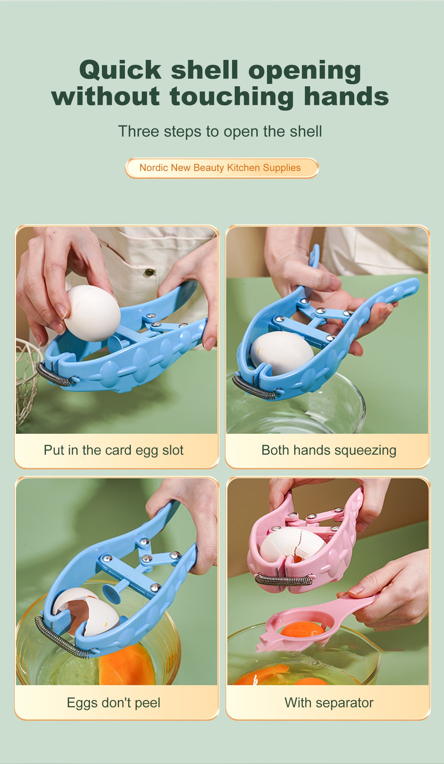 Egg Opener Manual Stainless Steel Multifunction with To Bake Egg Yolk White Cracker Kitchen Home Gadgets Tool Novel Accessories