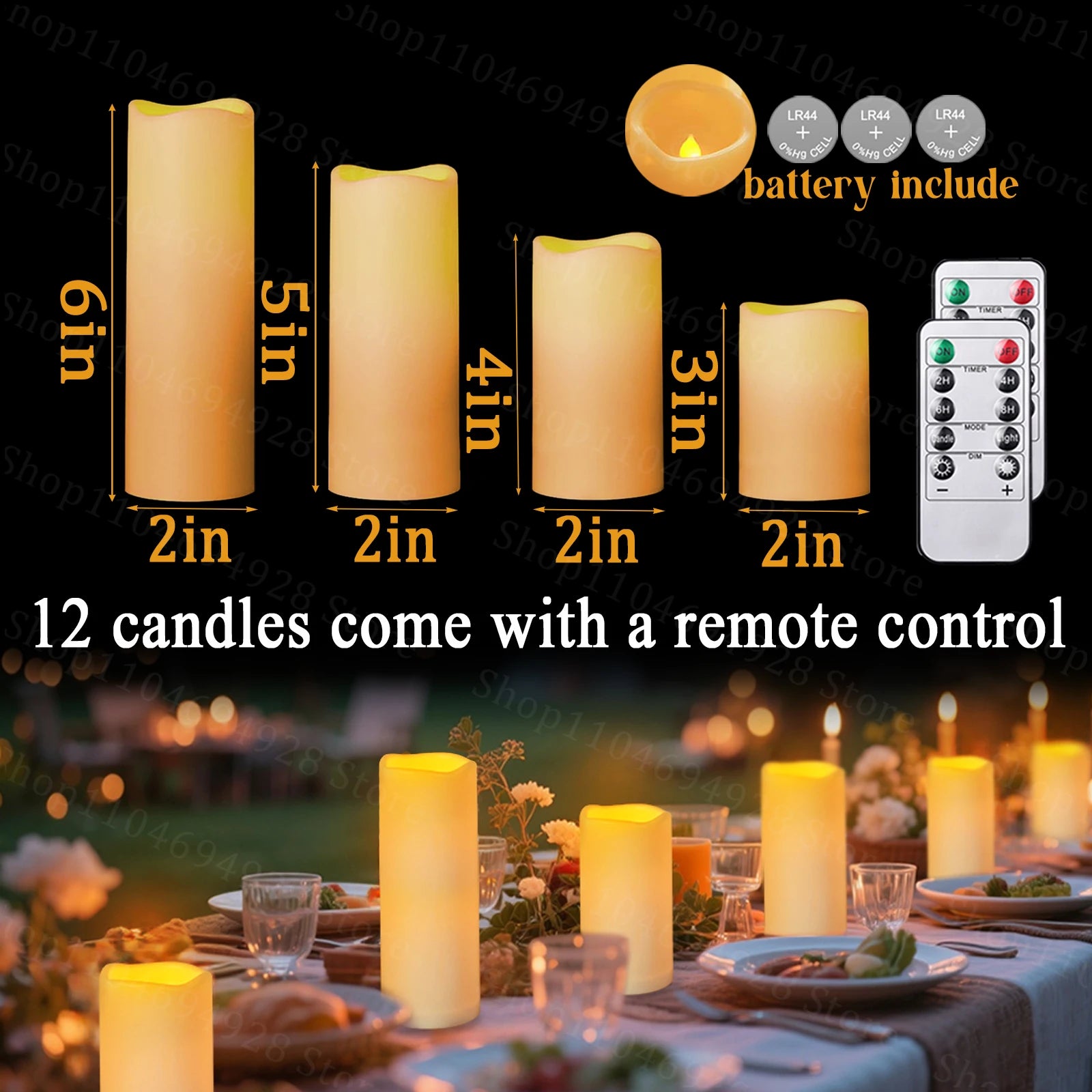 12-240PCS Led Candles Flameless Candles with Remote Battery Operated Candle for Wedding Candlelight Concert Christmas Fireplace