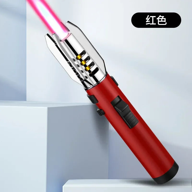 HOT High Temperature Welding Gun Lighter Windproof Red Flame Cigar Lighter Butane Inflatable Lighter Outdoor BBQ Men's Tools