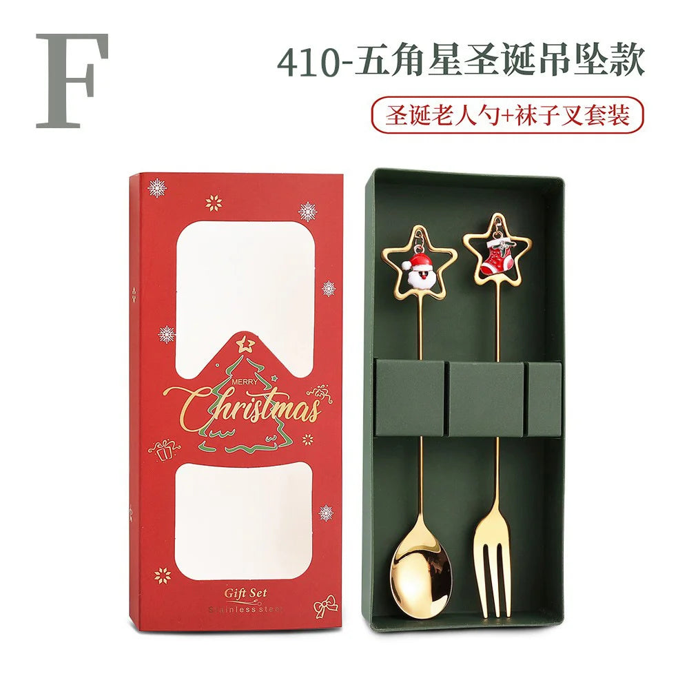 Christmas Decorations Home Christmas Table Decor Stainless SpoonsFork Cutlery Set Elk Xmas Tree New Year 2026 Navidad 2025 Gifts