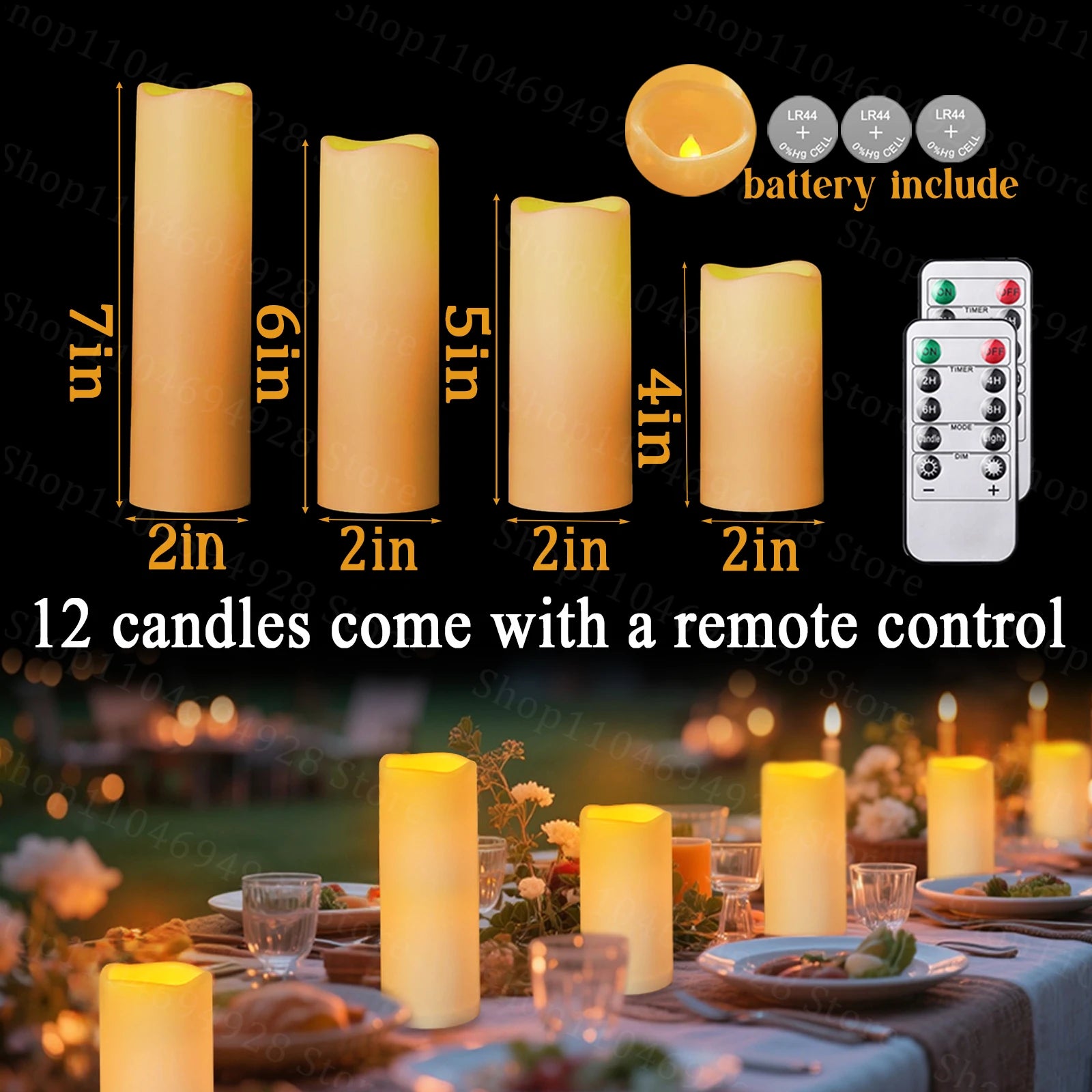 12-240PCS Led Candles Flameless Candles with Remote Battery Operated Candle for Wedding Candlelight Concert Christmas Fireplace