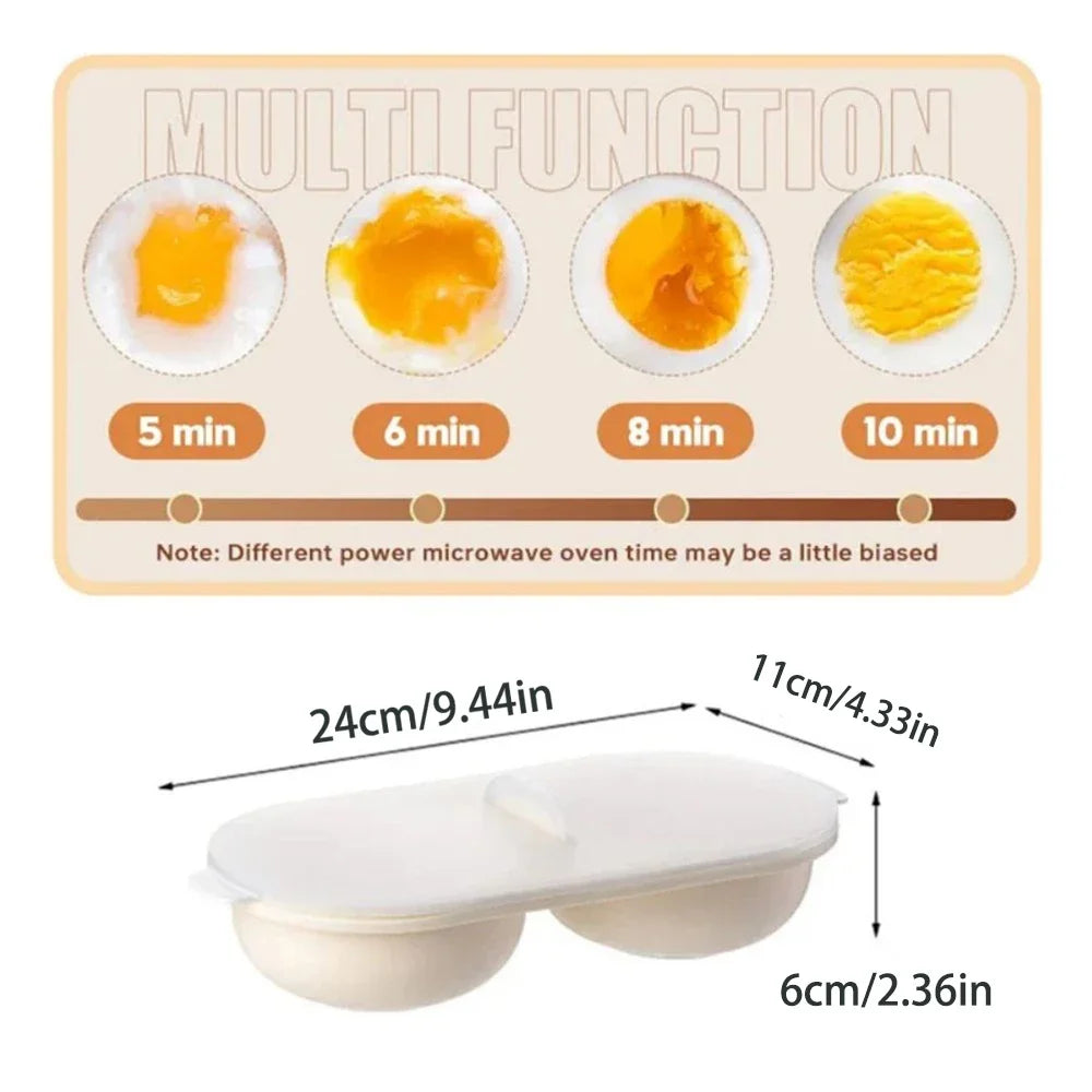 1pc Microwave Eggs Poacher,Double-Cup Egg Boiler,Kitchen Gadget, Hot Spring Egg Mold ,Cooking Tools,Clear Water Lotus Egg Maker