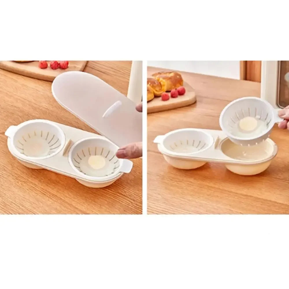 1pc Microwave Eggs Poacher,Double-Cup Egg Boiler,Kitchen Gadget, Hot Spring Egg Mold ,Cooking Tools,Clear Water Lotus Egg Maker