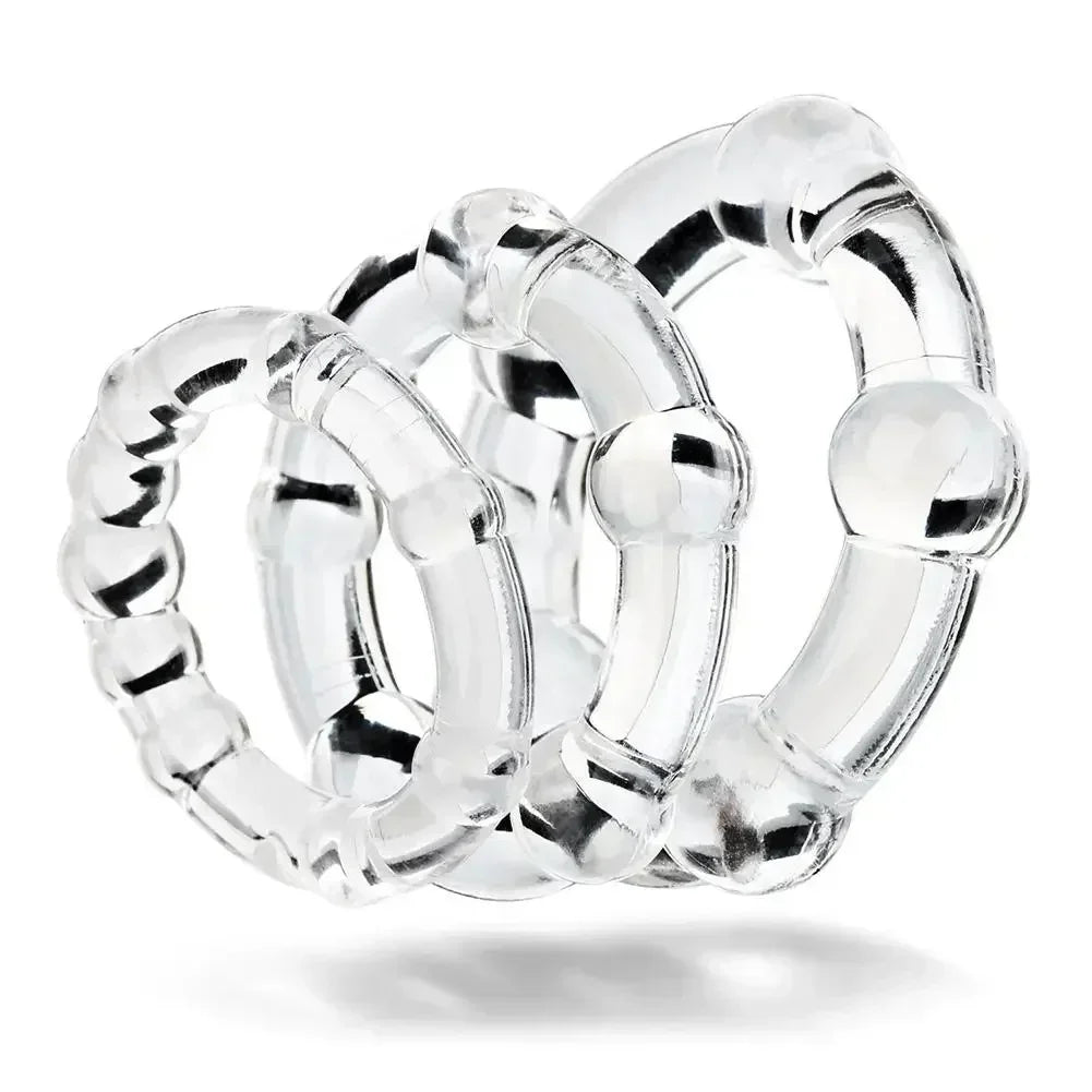 3PCS Penis Rings Crystal Delay Cockring Silicone Bdsm Bondage Erotic Accessories Prostate Adult Sex Toys For Men Male Chastity