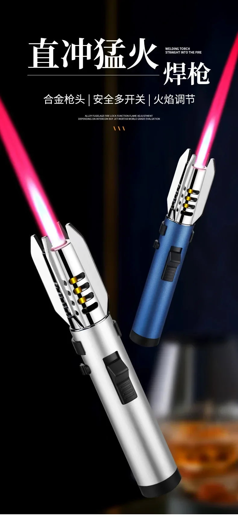 HOT High Temperature Welding Gun Lighter Windproof Red Flame Cigar Lighter Butane Inflatable Lighter Outdoor BBQ Men's Tools