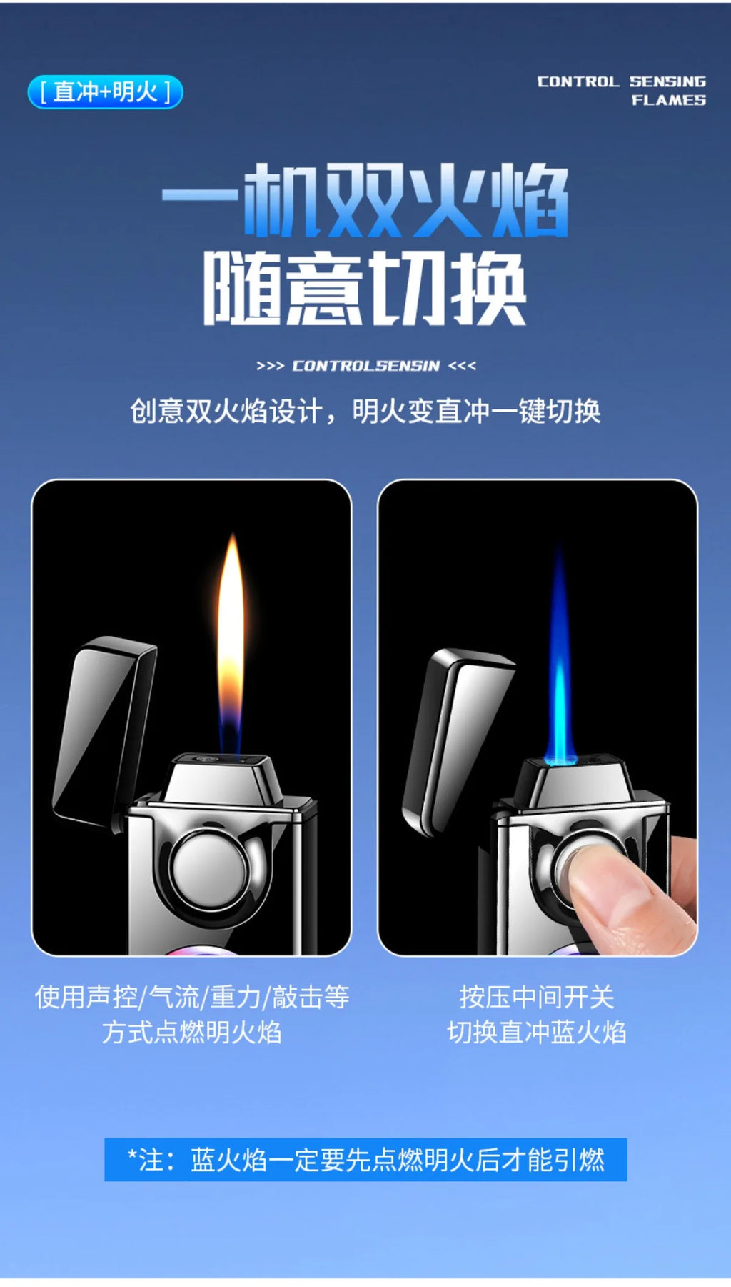 Mecha Voice-activated Intelligent Dual-fire Lighter, Gas-electric Mix, Four Ignition Methods, Creative Gifts