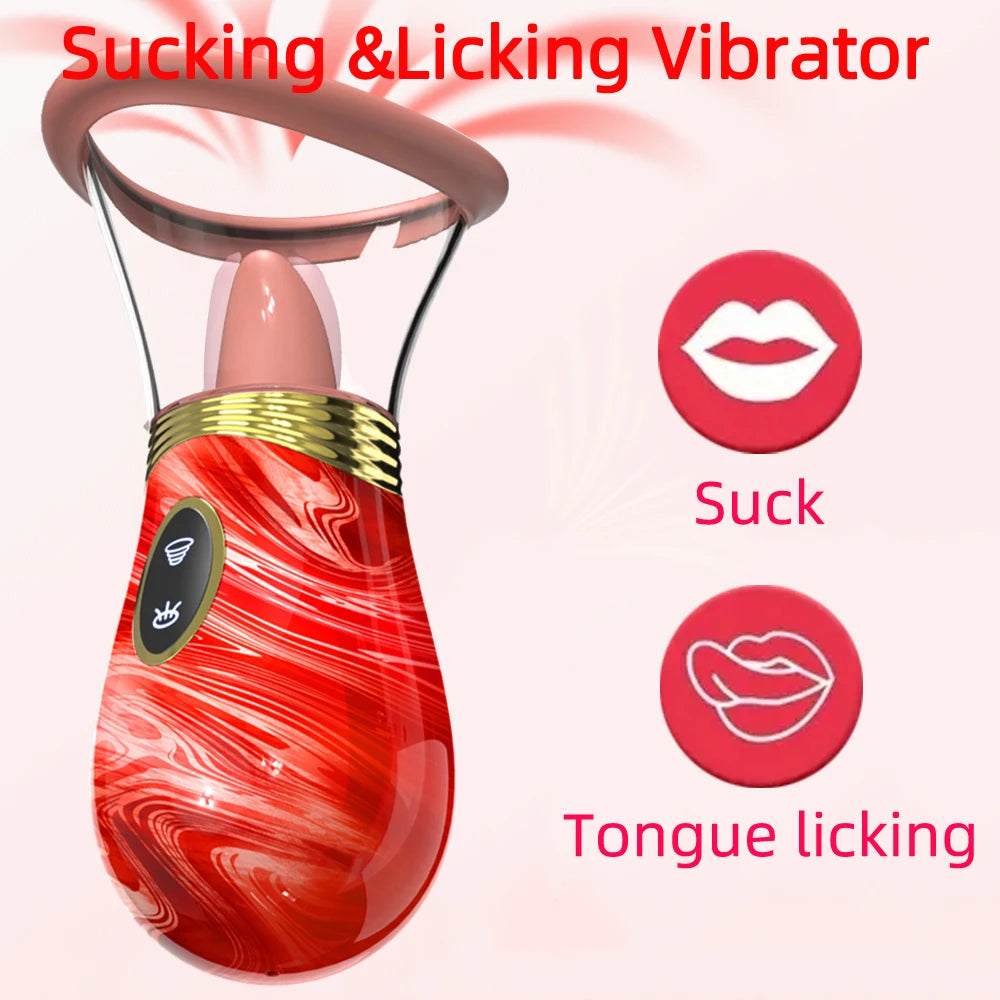 Clit Tongue Licking Vibrator Female Sex Toys for Women Mouth Biting Oral Clitoris Stimulator Sucking Nipple Orgasm Adult Product