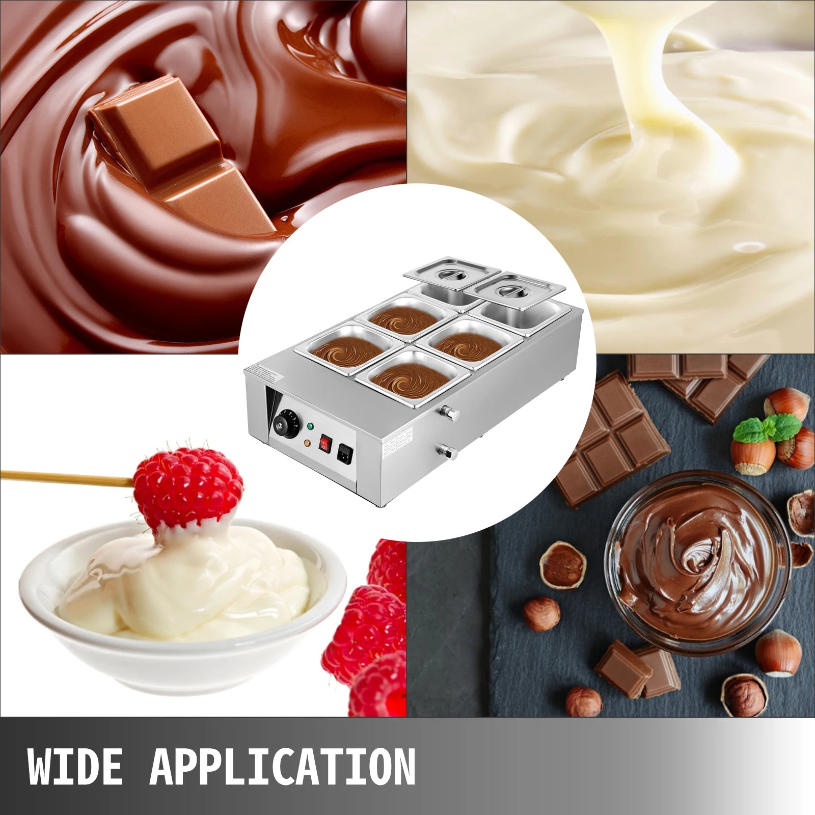 Stainless Steel Chocolate Melter 1-6 Cylinder Chocolate Melting Machine Electric Pot Heater Food Warmer Snack Food processor