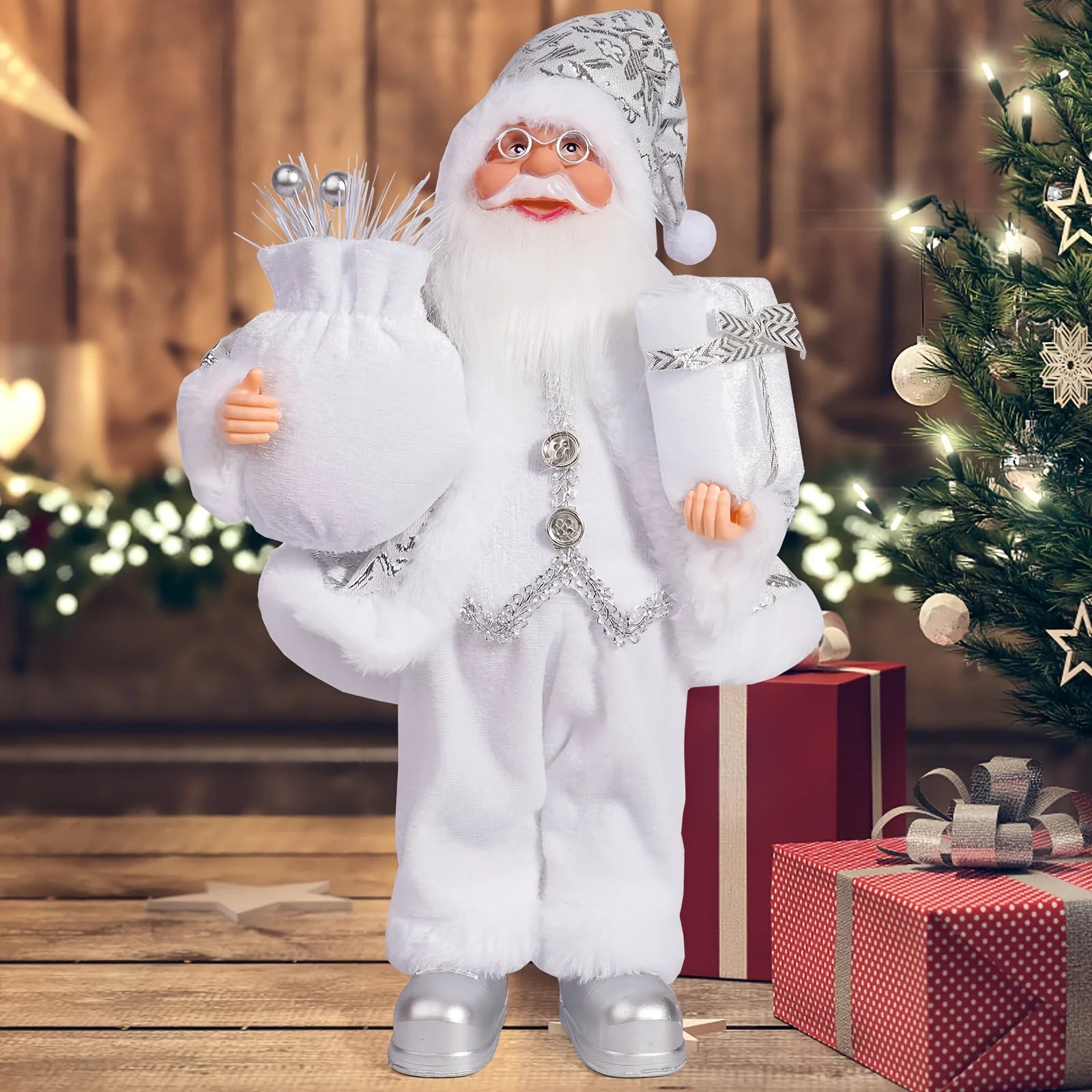 11.8-inch tall classic Santa Claus statue decorative item, Christmas table decoration, home decoration handicraft, room decorati