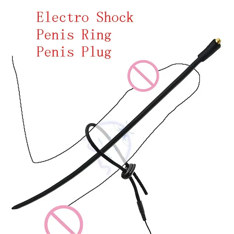 Electric Shock Pulse Penis Ring Medical Themed Toys Penis Plug Stimulation Urethral Dilator Sound Masturbation Sex Toy for Men