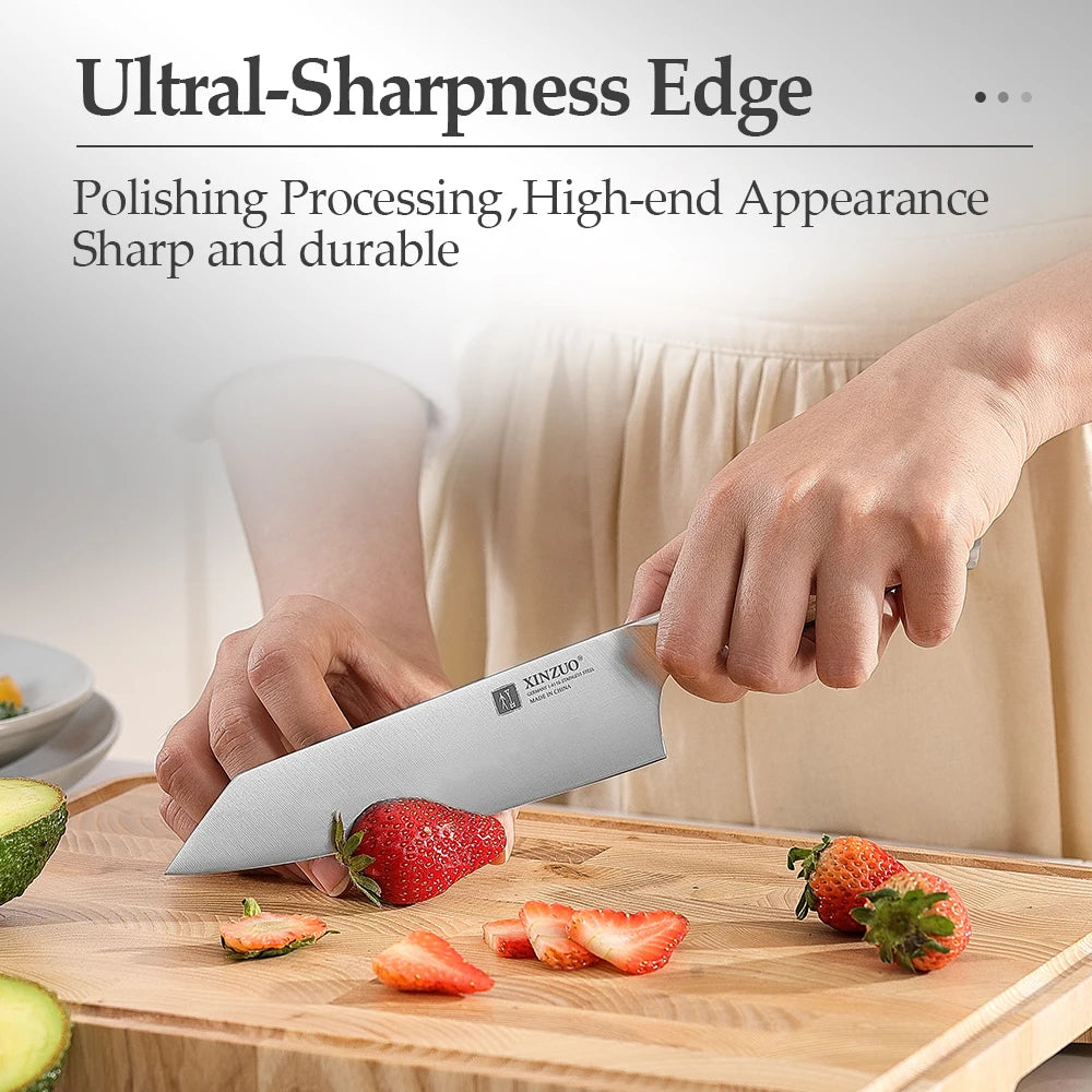 XINZUO 5.8 Inches Bunka Knife German 1.4116 Steel Kitchen-specific Chef's Knife Ergonomic Well Balanced Handle Premium Gift Box