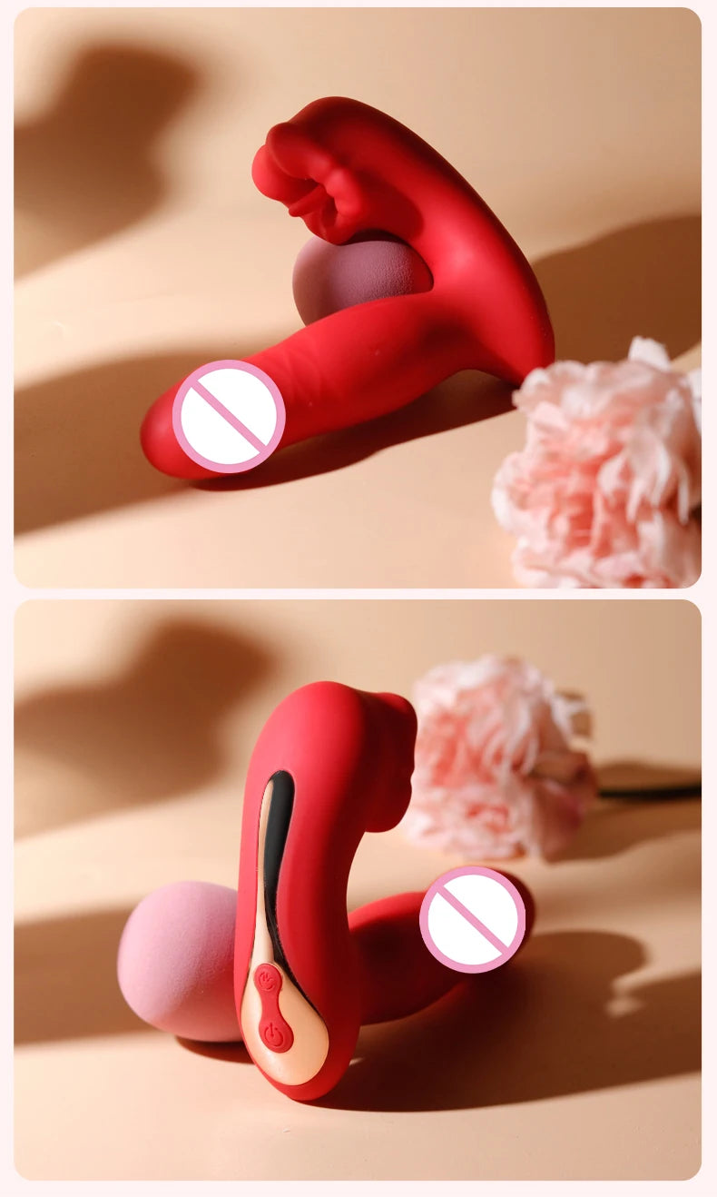 Heating Dildo Tongue Masturbation Vibrator App Control 9 Clitoral Licking Thrusting Modes G-Spot Sex Toys for 18+ Women Couples