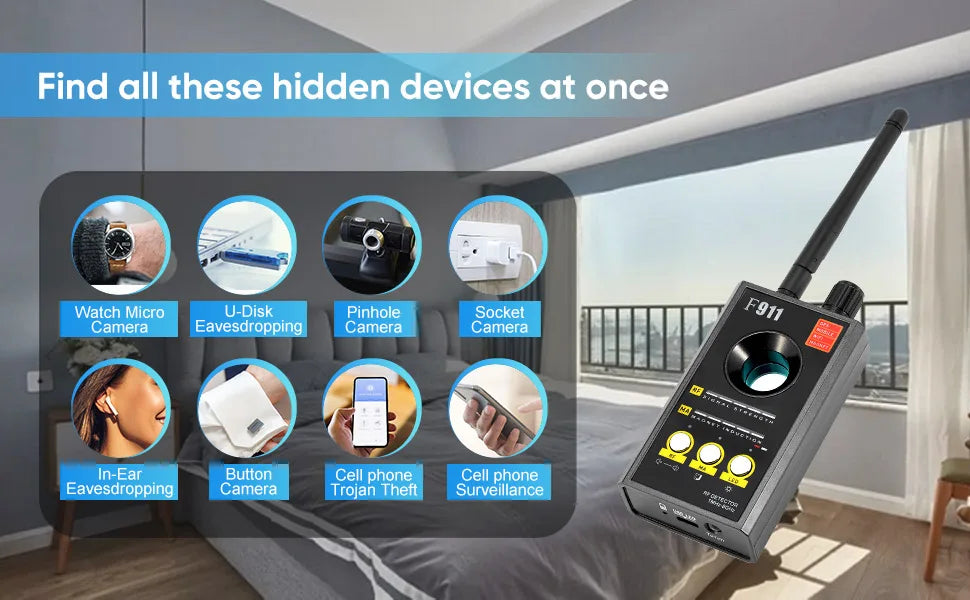 F911 Hidden Camera Detectors , Anti Spy Camera Finder, GPS Tracker Detectors, Bug&Hidden Devices Detector ,RF detectors