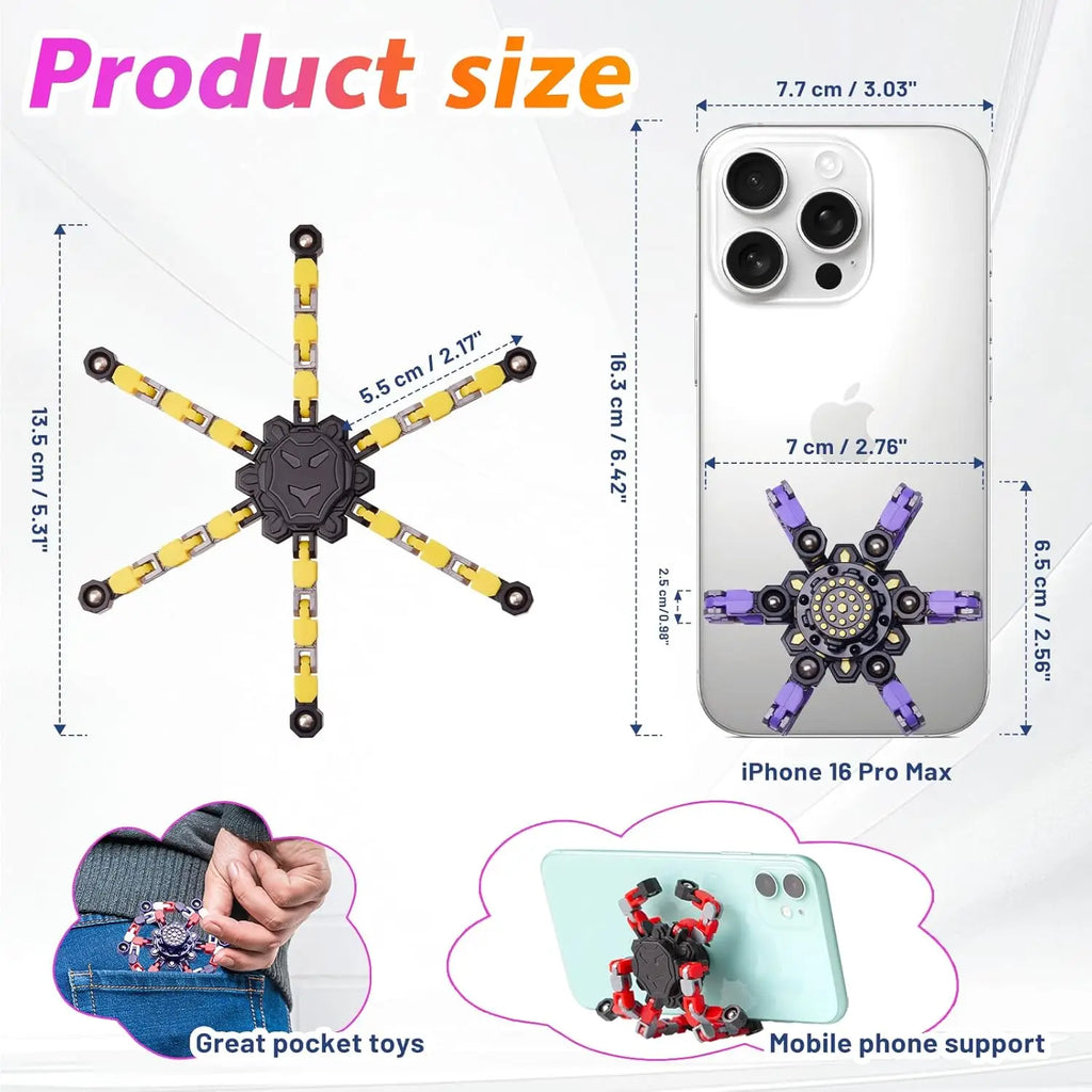 Transformable Fidget Spinners for Kids and Adults Stress Relief Sensory Toys for Boys and Girls Finger Gyro Decompression Toy