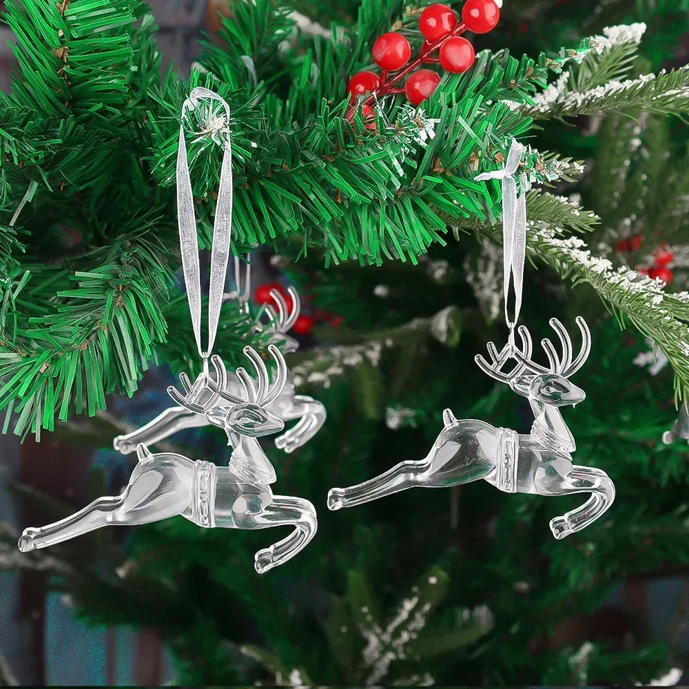 24/2PCS Crystal Clear Christmas Ornaments Acrylic Snowflake Icicles Pendants Winter Party Holiday Xmas Tree Hanging Decorations