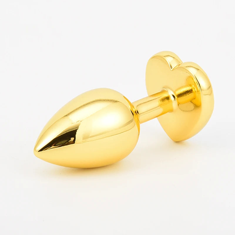 Golden Stainless Steel Anal Plug Crystal Anal Toys Female Adult Sex Products Men's Butt Plug Anal Trainer for Couples 3 Sizes