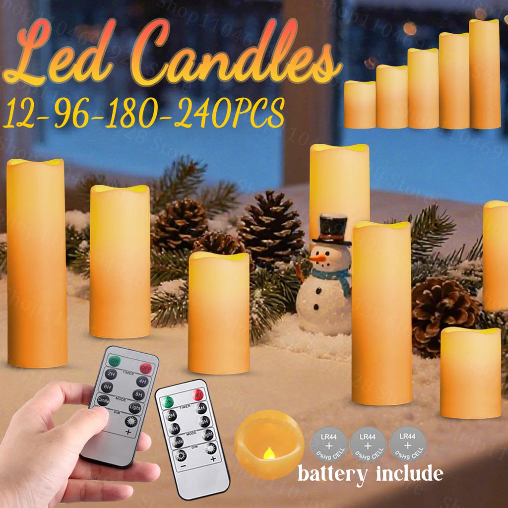 12-240PCS Led Candles Flameless Candles with Remote Battery Operated Candle for Wedding Candlelight Concert Christmas Fireplace