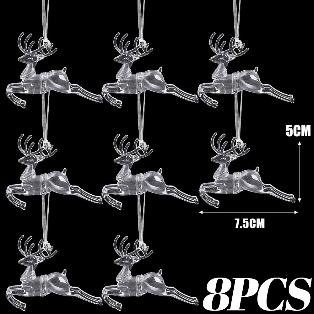 24/2PCS Crystal Clear Christmas Ornaments Acrylic Snowflake Icicles Pendants Winter Party Holiday Xmas Tree Hanging Decorations