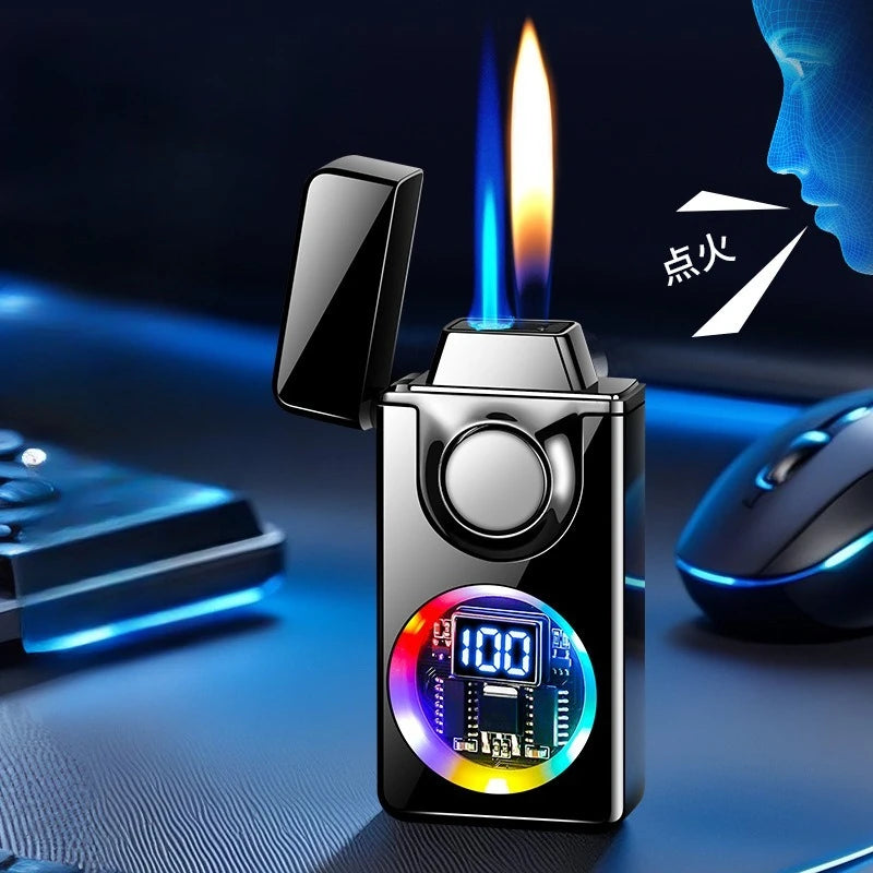 Mecha Voice-activated Intelligent Dual-fire Lighter, Gas-electric Mix, Four Ignition Methods, Creative Gifts