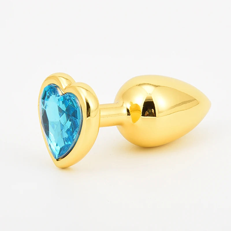 Golden Stainless Steel Anal Plug Crystal Anal Toys Female Adult Sex Products Men's Butt Plug Anal Trainer for Couples 3 Sizes
