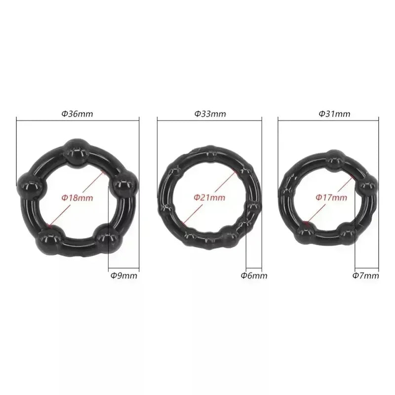 3PCS Penis Rings Crystal Delay Cockring Silicone Bdsm Bondage Erotic Accessories Prostate Adult Sex Toys For Men Male Chastity