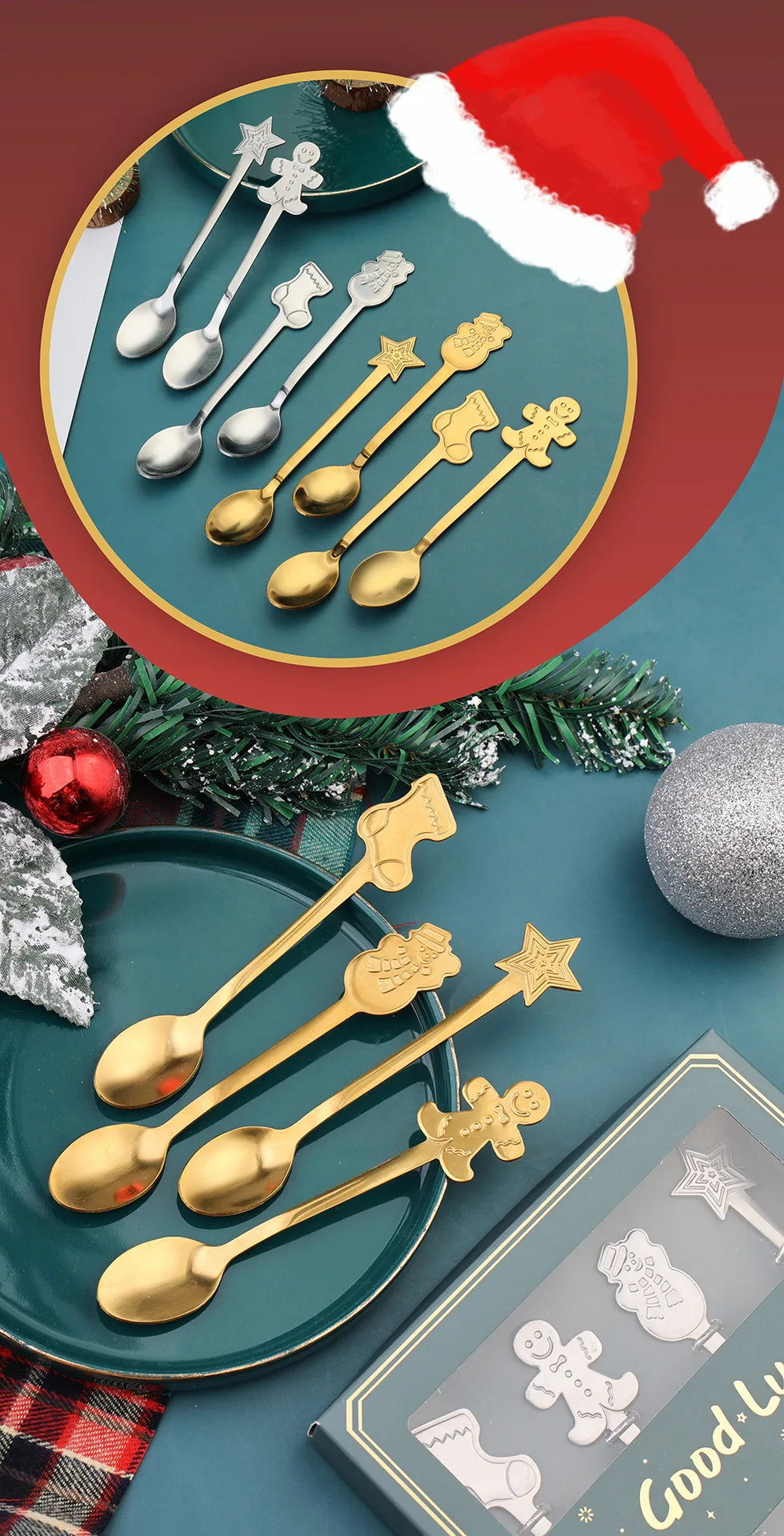 Christmas Decorations Home Christmas Table Decor Stainless SpoonsFork Cutlery Set Elk Xmas Tree New Year 2026 Navidad 2025 Gifts