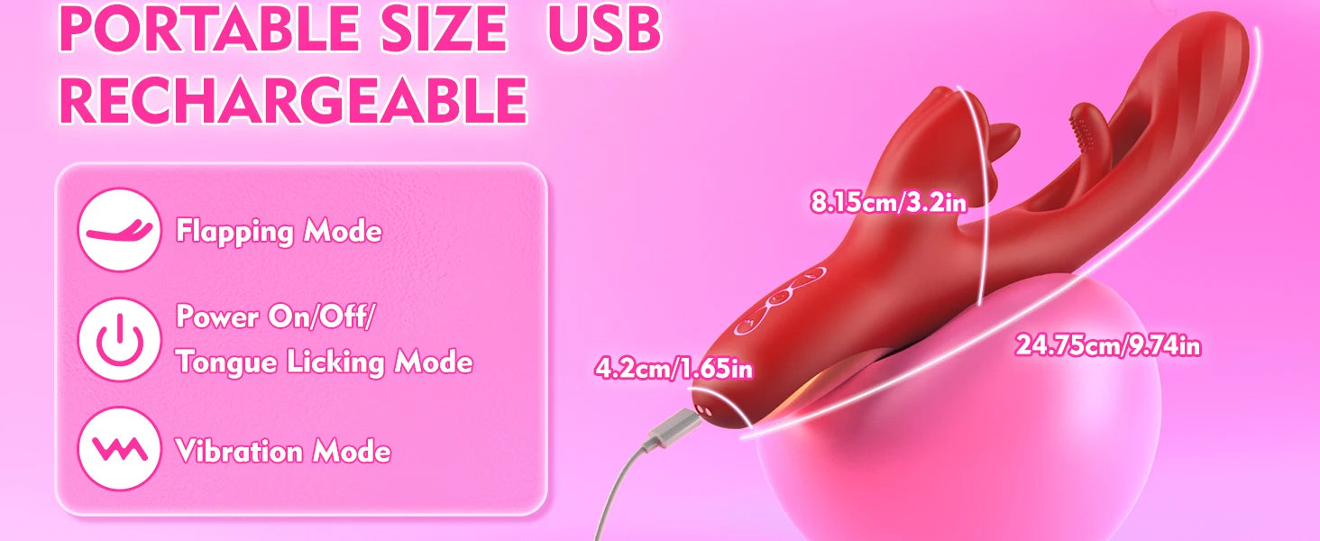 2 in 1 Tongue Thrusting Dildo Vibrator for Women 360 Rotating Clitoris Licking Flapping Stimulator G Spot Sex Toys for Adult 18+