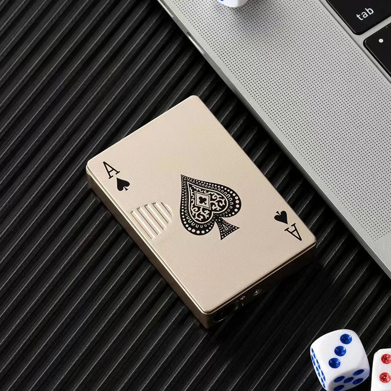 Creative Personalized Lightemitting Lighter Men's Playing Cards Butane Gadgets Interesting Lighter Cute Gift Smoking Accessories