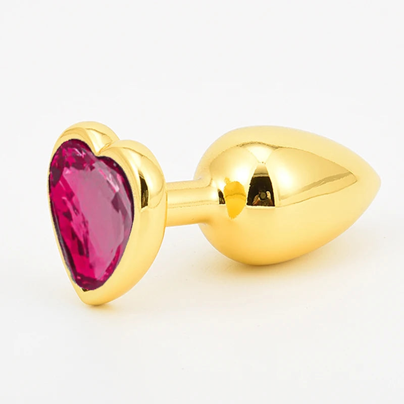 Golden Stainless Steel Anal Plug Crystal Anal Toys Female Adult Sex Products Men's Butt Plug Anal Trainer for Couples 3 Sizes