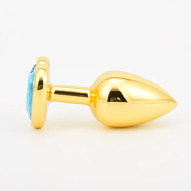 Golden Stainless Steel Anal Plug Crystal Anal Toys Female Adult Sex Products Men's Butt Plug Anal Trainer for Couples 3 Sizes