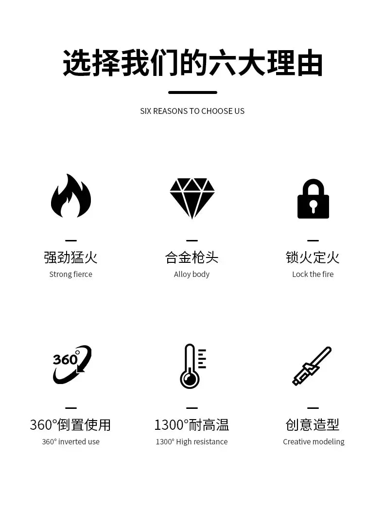 HOT High Temperature Welding Gun Lighter Windproof Red Flame Cigar Lighter Butane Inflatable Lighter Outdoor BBQ Men's Tools