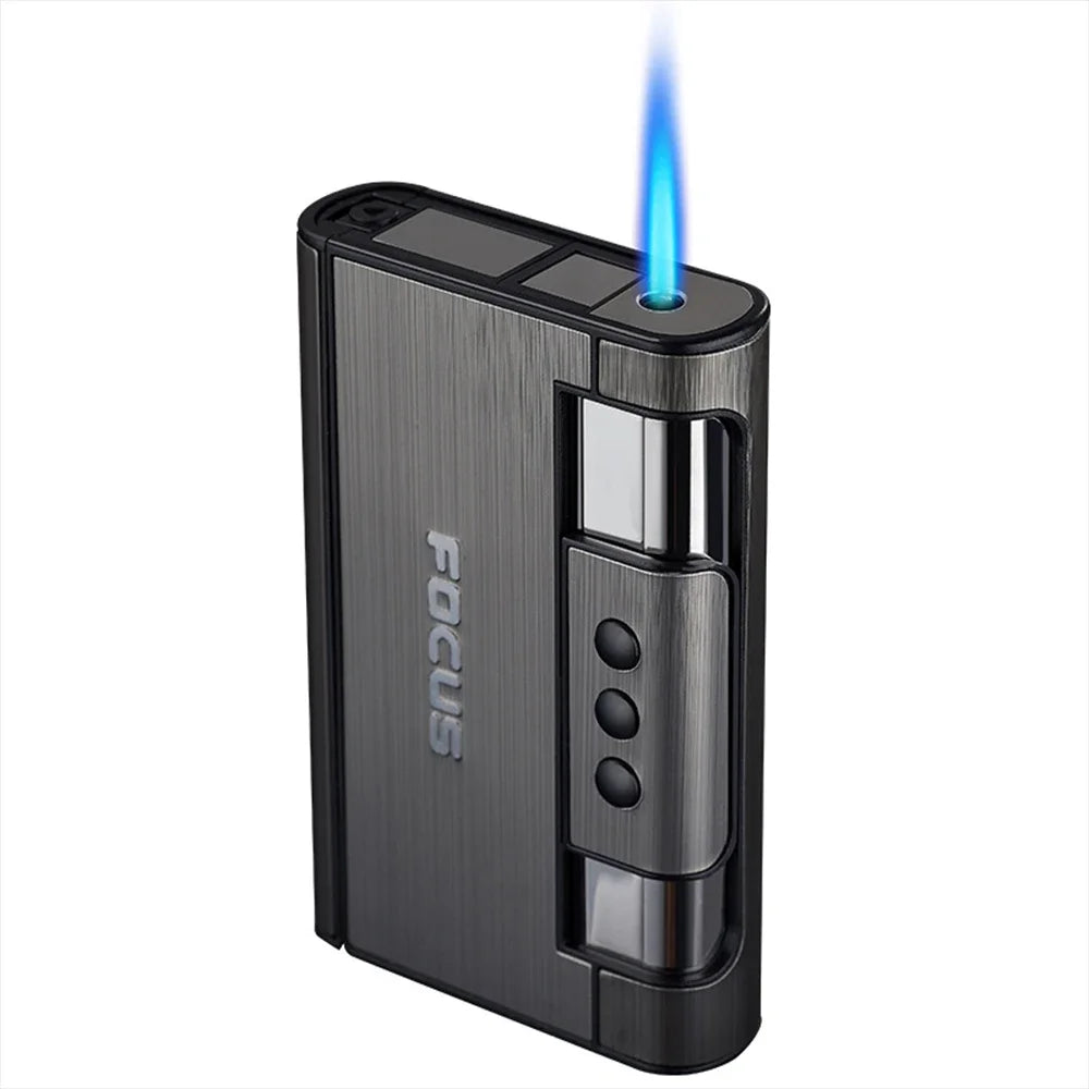 2 in 1 Automatic Cigarette Case with Lighter Compression Moisture Proof Inflatable Lighter Smoking Accessories Gadgets for Men