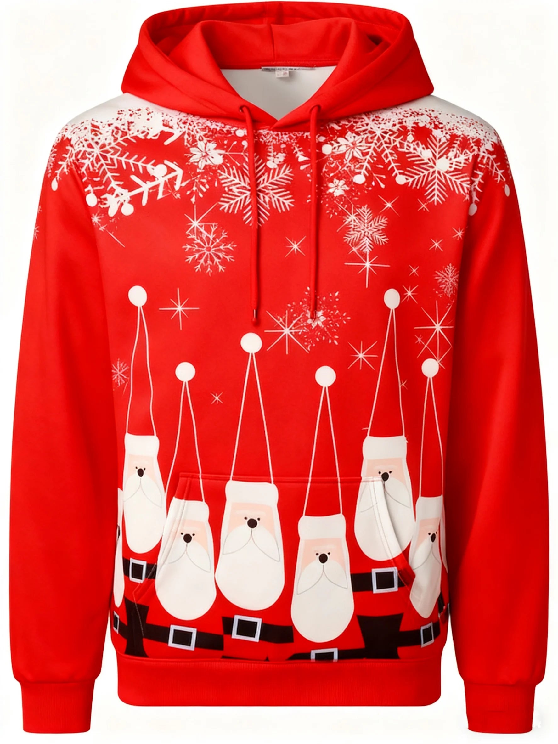 Men's Christmas 3D Hoodie with Santa Claus and Christmas Tree Gold Print, Suitable for Christmas Party Design, Sports Sweatshirt
