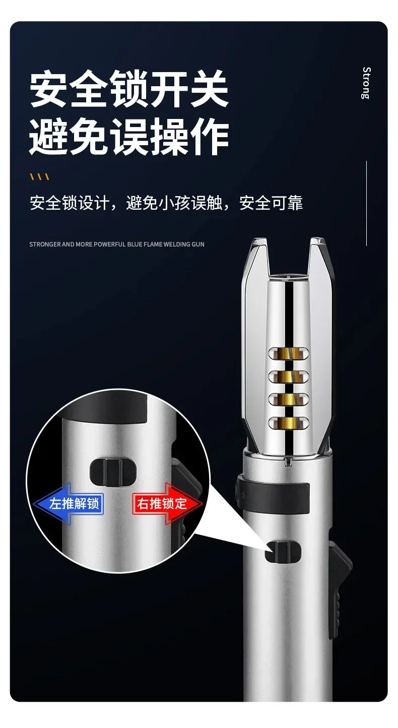 HOT High Temperature Welding Gun Lighter Windproof Red Flame Cigar Lighter Butane Inflatable Lighter Outdoor BBQ Men's Tools