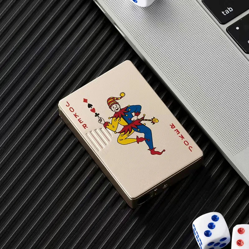 Creative Personalized Lightemitting Lighter Men's Playing Cards Butane Gadgets Interesting Lighter Cute Gift Smoking Accessories