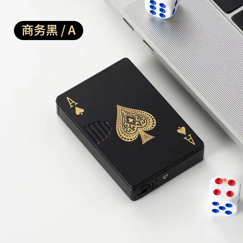 Creative Personalized Lightemitting Lighter Men's Playing Cards Butane Gadgets Interesting Lighter Cute Gift Smoking Accessories