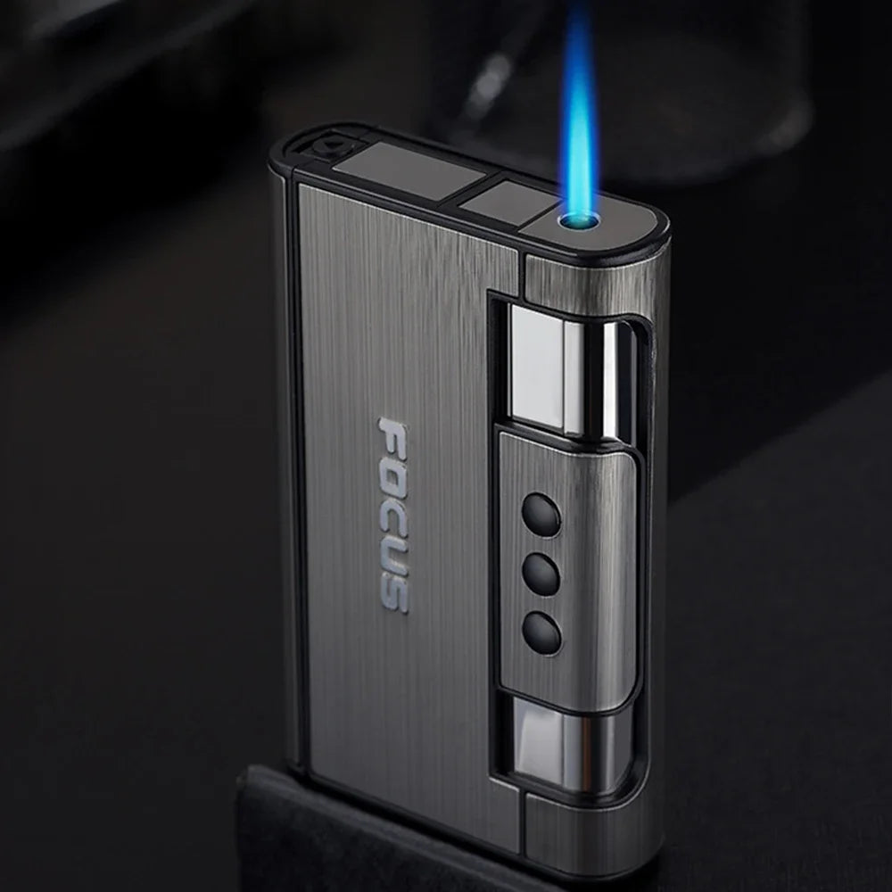 2 in 1 Automatic Cigarette Case with Lighter Compression Moisture Proof Inflatable Lighter Smoking Accessories Gadgets for Men