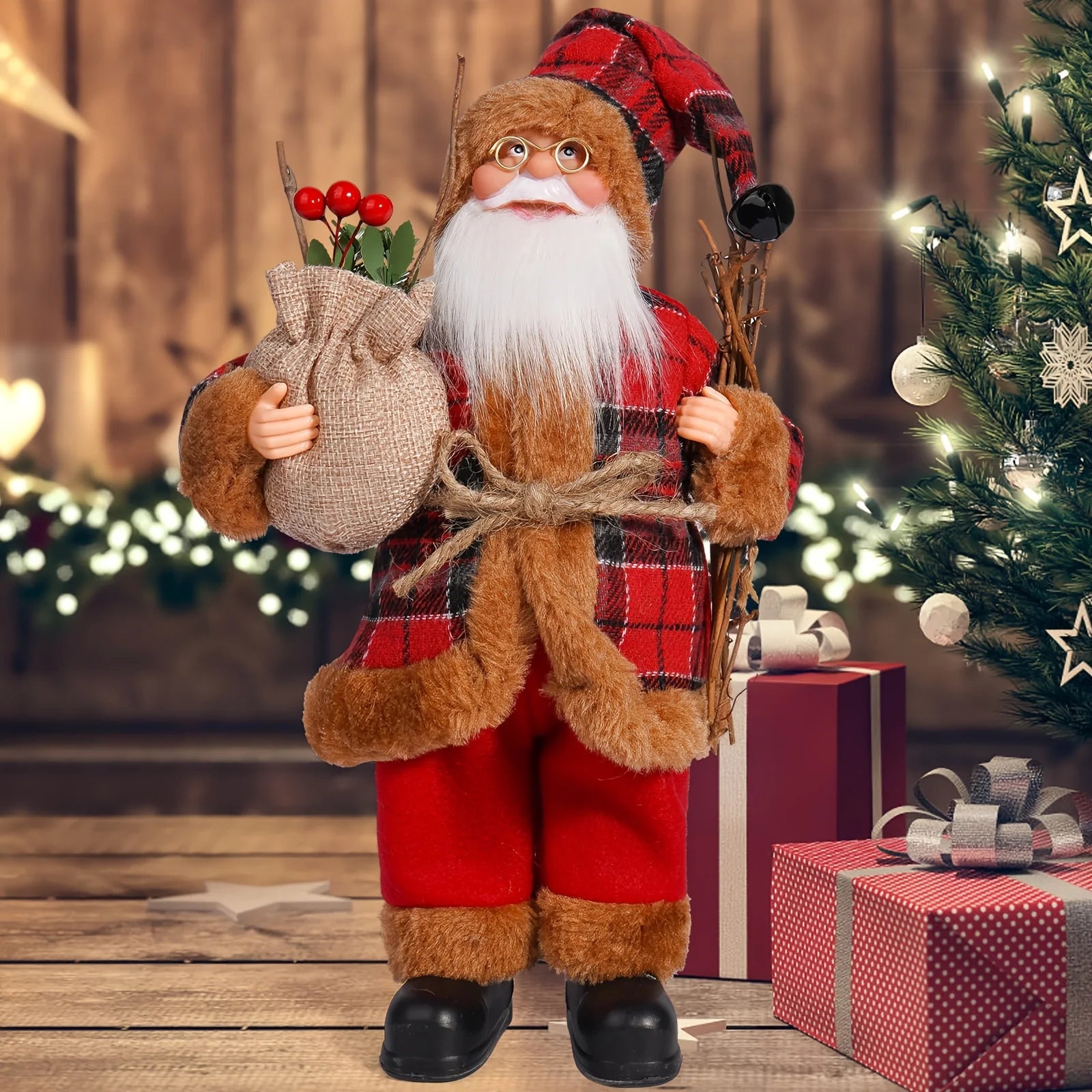 11.8-inch tall classic Santa Claus statue decorative item, Christmas table decoration, home decoration handicraft, room decorati