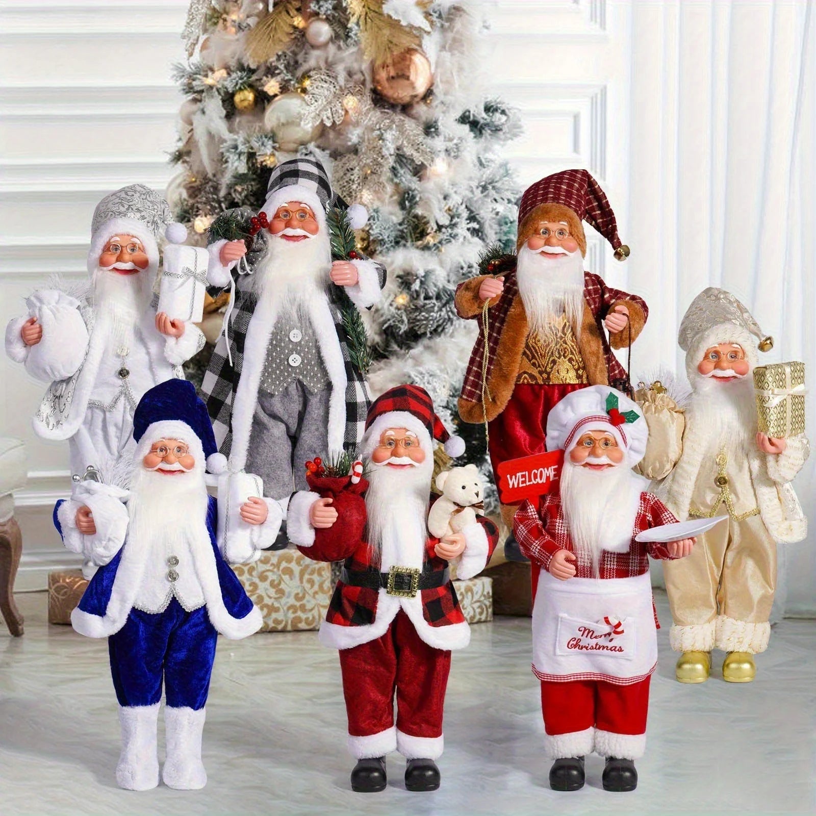 11.8-inch tall classic Santa Claus statue decorative item, Christmas table decoration, home decoration handicraft, room decorati