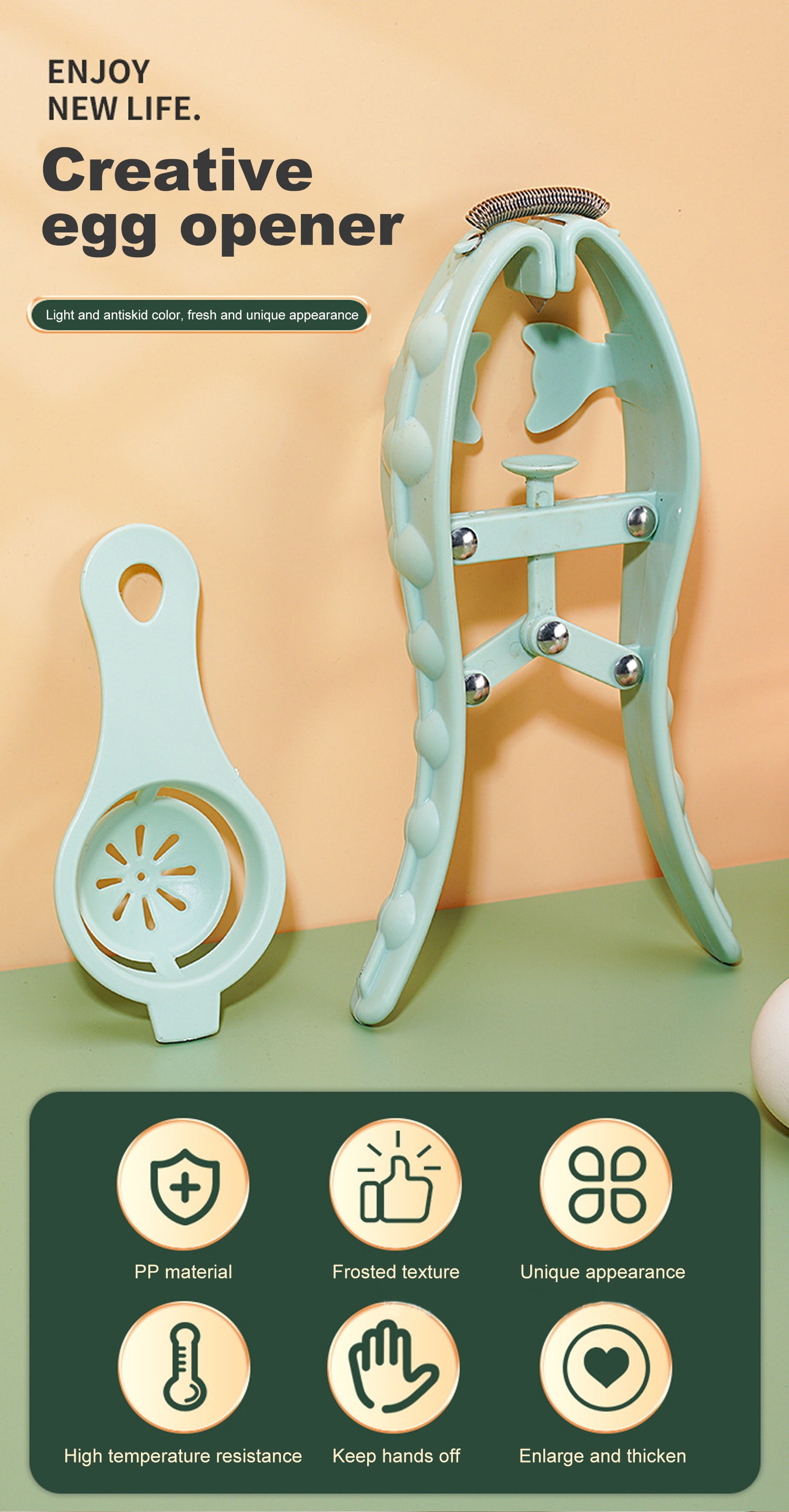 Egg Opener Manual Stainless Steel Multifunction with To Bake Egg Yolk White Cracker Kitchen Home Gadgets Tool Novel Accessories