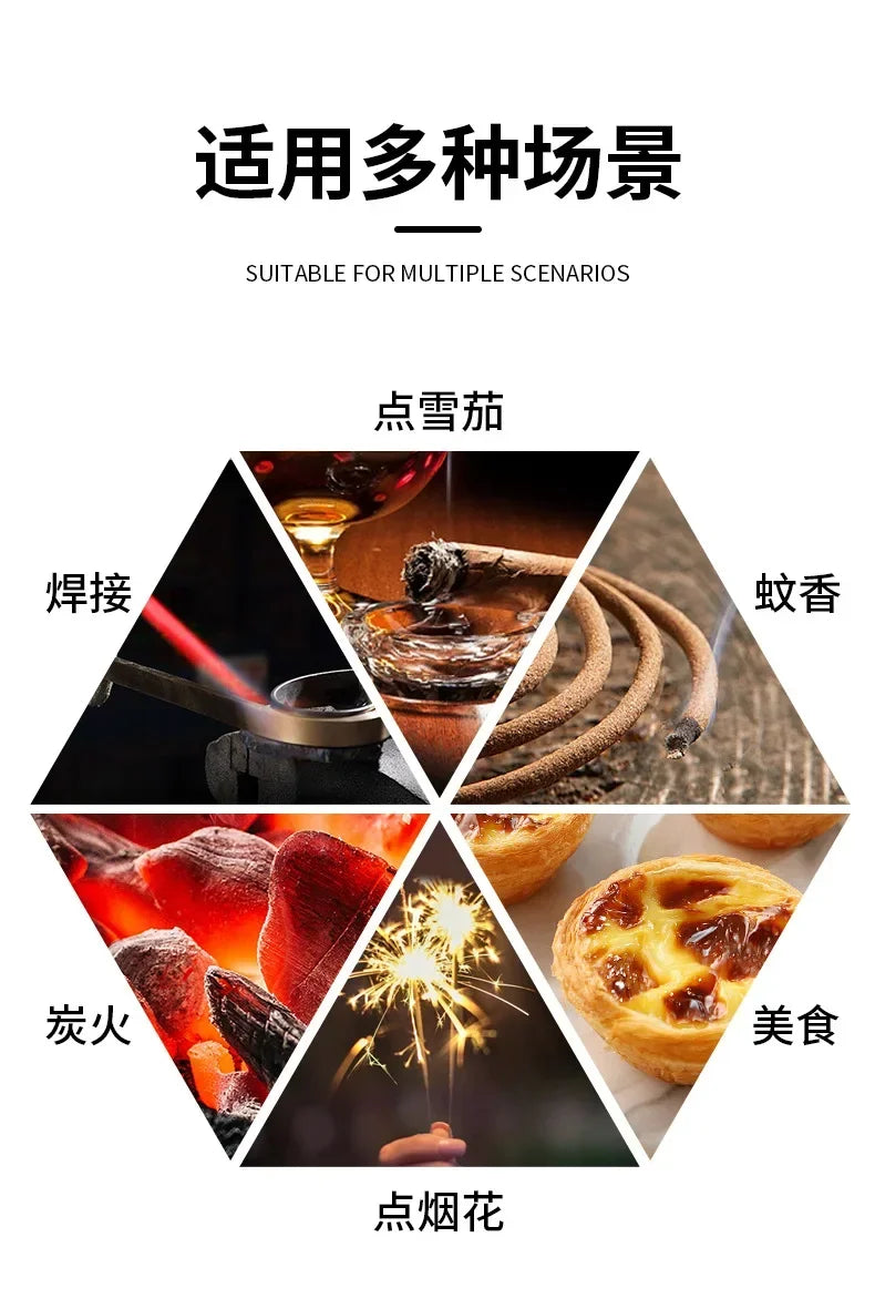 HOT High Temperature Welding Gun Lighter Windproof Red Flame Cigar Lighter Butane Inflatable Lighter Outdoor BBQ Men's Tools