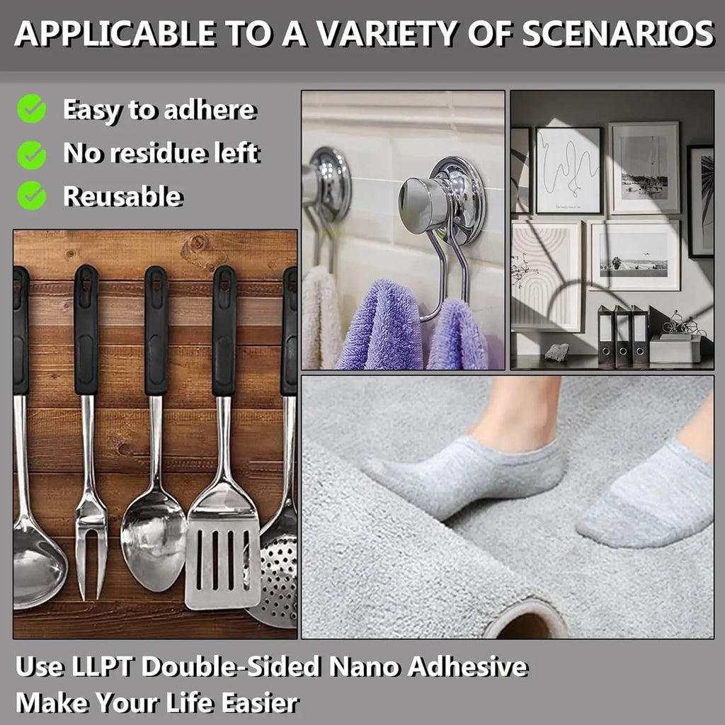 Double Sided Nano Mounting Tape,Strong Heavy Duty Gel Tape Clear Traceless Washable Removable No Residue for Home Office Decor